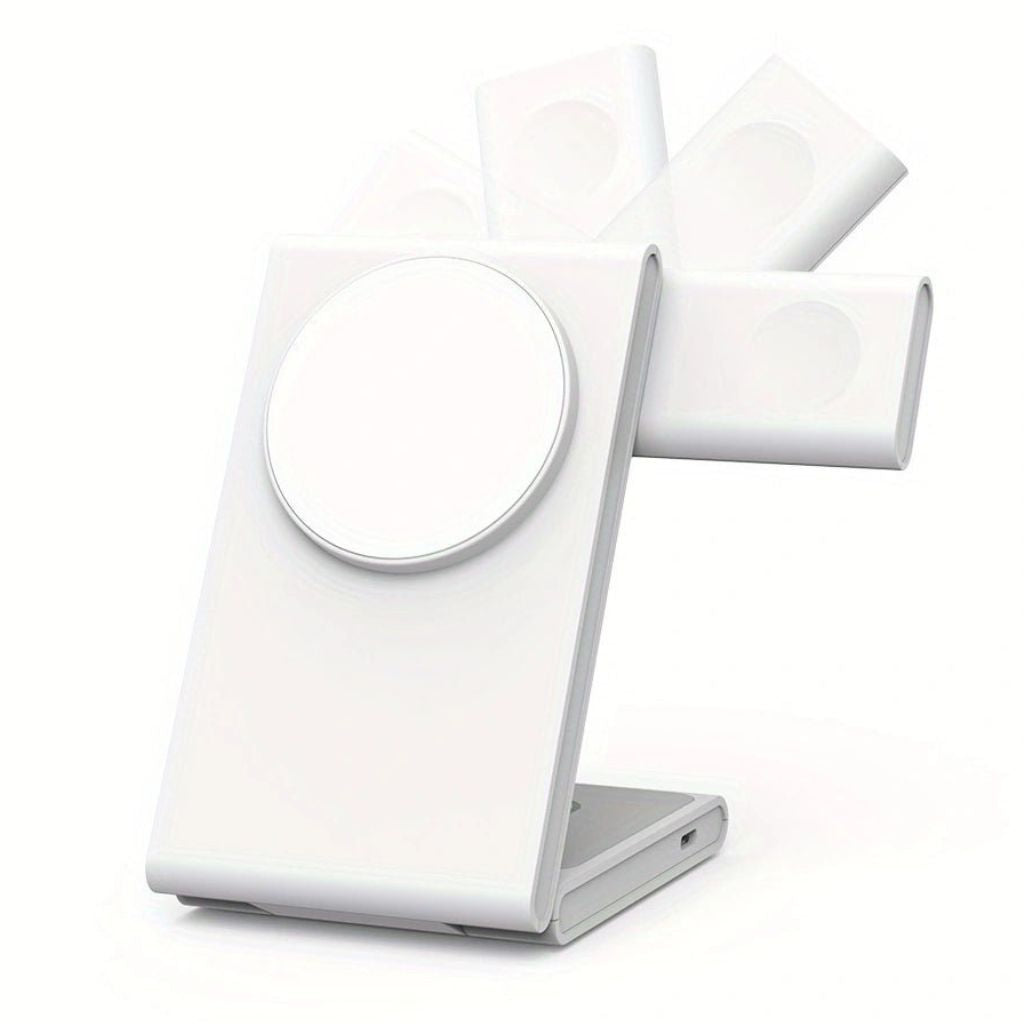 Compact 3-in-1 Foldable Wireless Magnetic Charger for iPhone, Watch & AirPods
