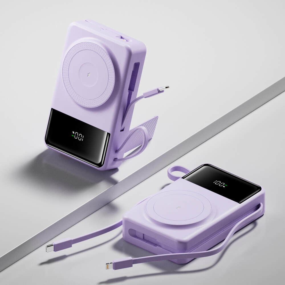 EVOLVED MagCharge Flex 35W Magnetic Wireless Power Bank with Integrated Cables