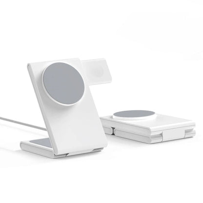 Compact 3-in-1 Foldable Wireless Magnetic Charger for iPhone, Watch & AirPods