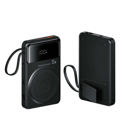 EVOLVED MagCharge Flex 35W Magnetic Wireless Power Bank with Integrated Cables