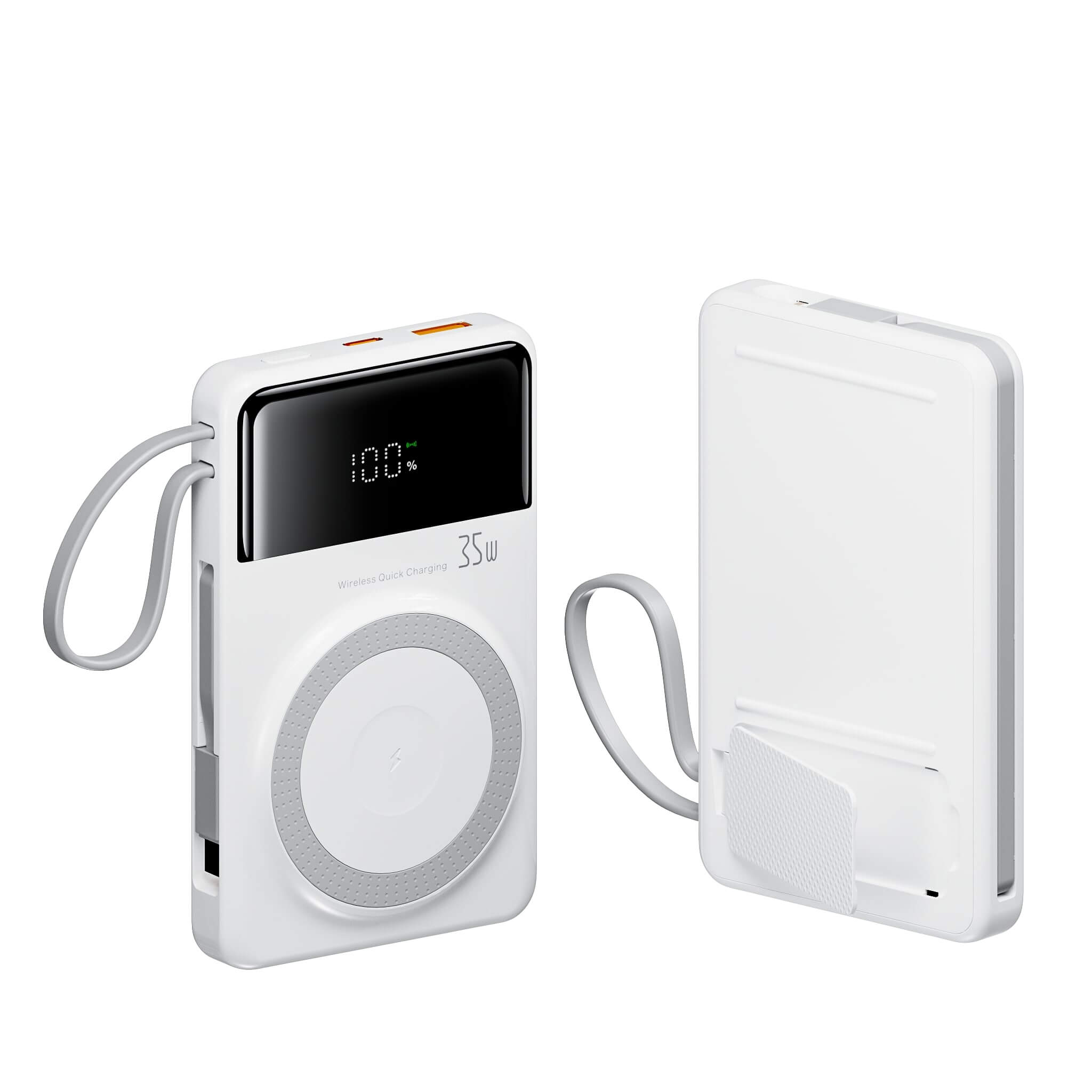 EVOLVED MagCharge Flex 35W Magnetic Wireless Power Bank with Integrated Cables