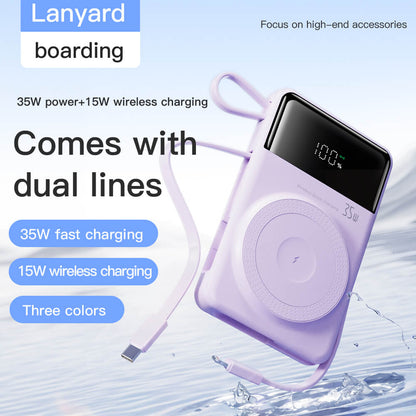 EVOLVED MagCharge Flex 35W Magnetic Wireless Power Bank with Integrated Cables