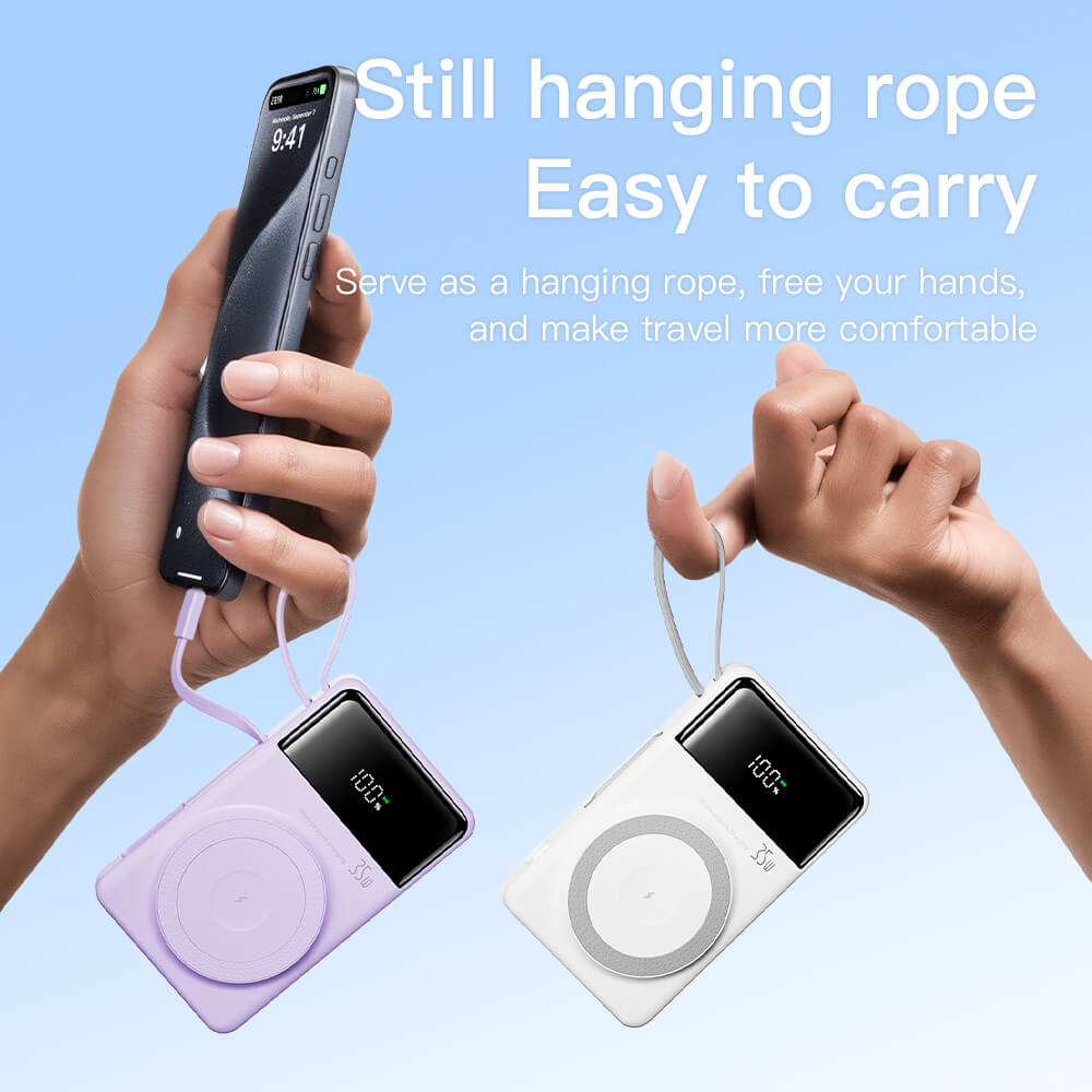 EVOLVED MagCharge Flex 35W Magnetic Wireless Power Bank with Integrated Cables