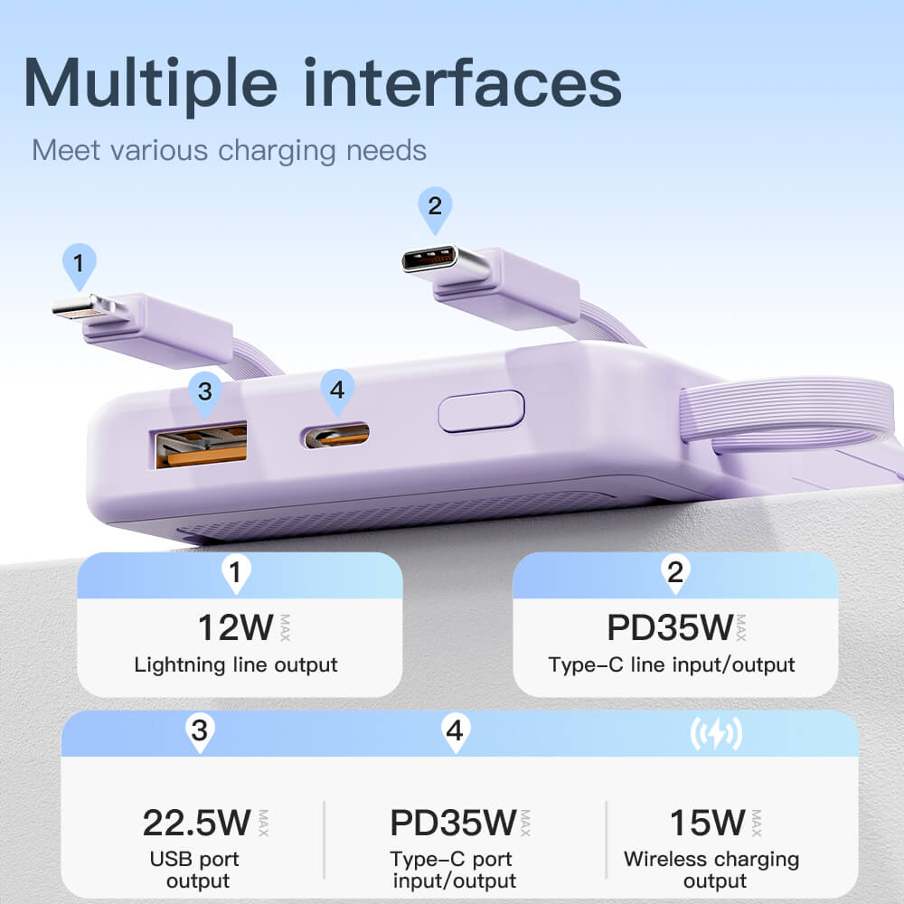 EVOLVED MagCharge Flex 35W Magnetic Wireless Power Bank with Integrated Cables
