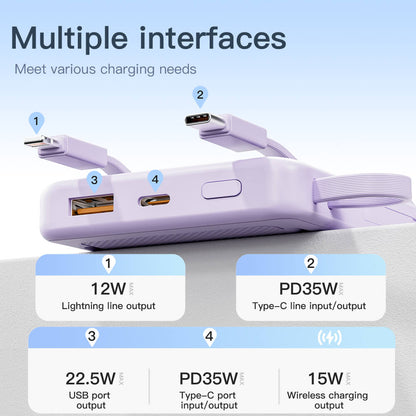 EVOLVED MagCharge Flex 35W Magnetic Wireless Power Bank with Integrated Cables