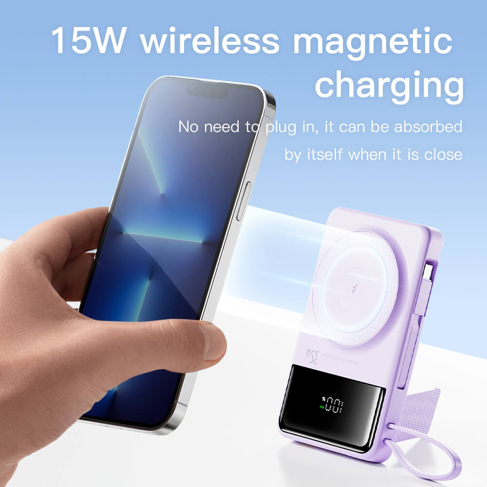 EVOLVED MagCharge Flex 35W Magnetic Wireless Power Bank with Integrated Cables