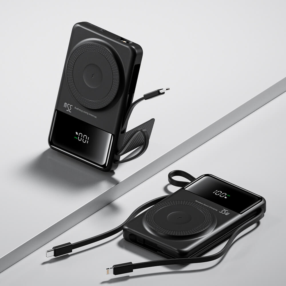 EVOLVED MagCharge Flex 35W Magnetic Wireless Power Bank with Integrated Cables